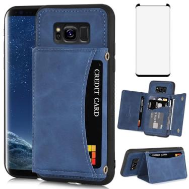 Imagem de Asuwish Capa de telefone para Samsung Galaxy S8 Plus capa carteira com protetor de tela de vidro temperado e suporte de cartão de couro PU acessórios para celular S8plus S 8 8plus 8S Edge S8+ SM-G955U