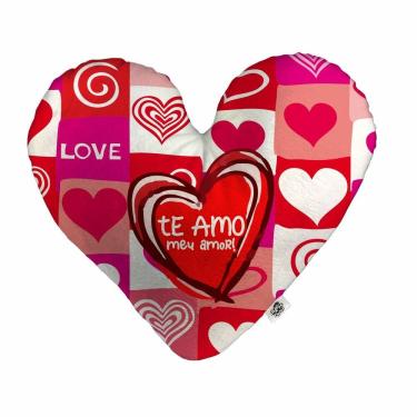 Imagem de Almofada Coração Pelúcia Te Amo Meu Amor Namorados Tamanho:M