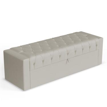 Imagem de Calçadeira Báu King Size Atena 195cm Capitonê Sintético Bege - Desk Design