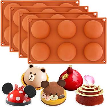 Imagem de FUNSHOWCASE Hemisphere Dome Semisphere Teacake molde de silicone conjunto de 5 cm, Large, 4-Bundle