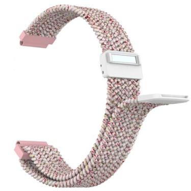 Imagem de C2D JOY Pulseira de nylon trançada compatível com Garmin Forerunner 45/45(S) pulseira magnética esportiva de nylon, média (11-20 cm), rosa