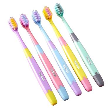 Imagem de RYZGOJV Escovas de dentes premium embaladas individualmente, cerdas de nylon macias multicoloridas, escovas de limpeza para dentes sensíveis e gengivas recuadas, 5 peças - B13