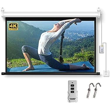 Imagem de Tela de projetor elétrico 4:3 de 60 "HD / 3D / Tela de projeção branca mate para educação em cinema de escritório por (com controle remoto) telas de cinema ajustáveis