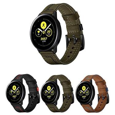 Imagem de Pulseira de Couro Especial LTimports, compativel com Galaxy Watch Active 40mm e Active 2 44mm - Galaxy Watch 42mm - Gear S2 Classic (Verde Militar)