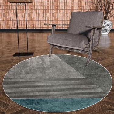 Imagem de Tapete redondo cinza para sala de estar, tamanho grande, antiderrapante, decoração de quarto infantil, cadeira suspensa, fiapos yx17, grátis 12,80cm, 31.4 pol.