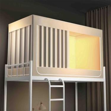 Imagem de JUSHZ Mosquiteiro de viagem para rede de cama para cama de solteiro, cortinas de cama de quarto, cortinas de beliche, cortina de cama de dormitório de estudante, bloqueio de luz com suporte, beliche