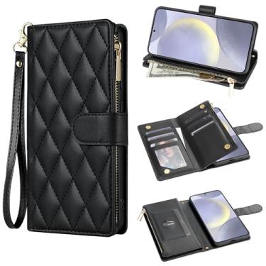 Imagem de Asuwish Capa de celular para Samsung Galaxy S24 Plus S24+ 5G carteira celular com alça transversal flip zíper suporte para cartão de crédito suporte S24plus 24S + S 24 24+ corpo inteiro TPU mulheres