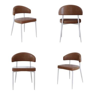 Imagem de Cadeira Bless Fixa com 4 Pés 55 X 52,5 X 77,5 Cm com 4 Unidades Whisky/Branco