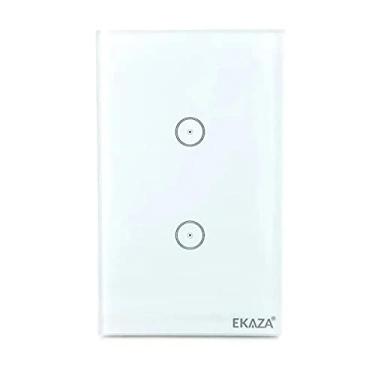 Imagem de Interruptor Vidro On/Off Wifi Automação Residencial 2 Botões, Branco, EKAZA