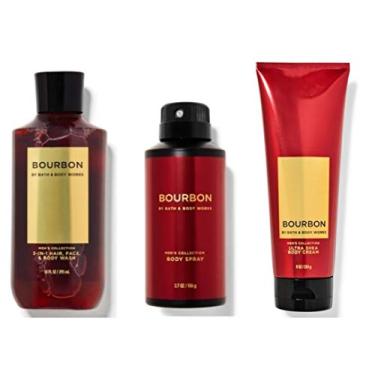 Imagem de Bath & Body Works Bourbon - Ultra Shea Body Cream 8 oz, 2-in-1 Hair + Body Wash 10 oz & Deodorizing Body Spray 3.7 oz - Set