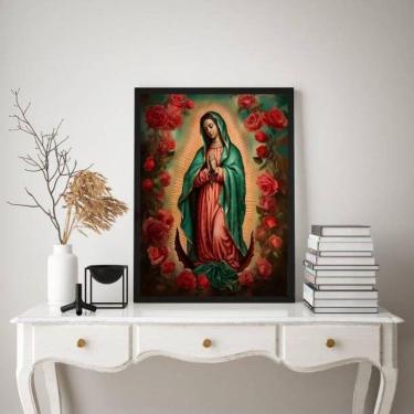 Imagem de Quadro Nossa Senhora de Guadalupe 45x34cm - Madeira Branca