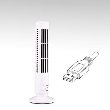 Imagem de Ventilador de Resfriamento Vertical Ventilador de Torre Sem Lâmina para Quarto, Sala de Estar, Escritório, Interface USB, 2 Velocidades de Vento, Brisa e Forte, Economia de