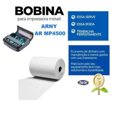Imagem de Kit 5 Bobinas Térmica 111mm X 22mts Branca p/ Arny AR MP-4500