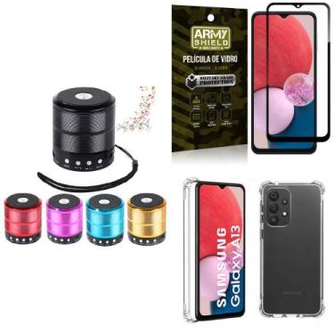 Imagem de Kit Capinha Samsung A13 4G + Mini Som Bluetooth + Película 3D Armyshie