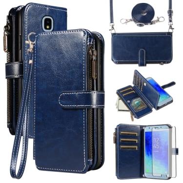 Imagem de Asuwish Capa de telefone para Samsung Galaxy J7 Star J 7 Crown 7J Refine 2018 J7V V 2ª geração com protetor de tela e cordão com zíper carteira porta-cartão suporte celular Aura S767VL SM J737V