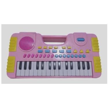 Imagem de Teclado Piano infantil a pilha 31 Teclas  rosa!! - Max Mídia