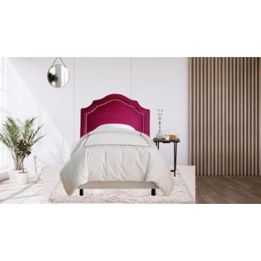 Imagem de Cabeceira Provençal Solteiro Deluxe Veludo Vinho Com Tachas - Brilho'S