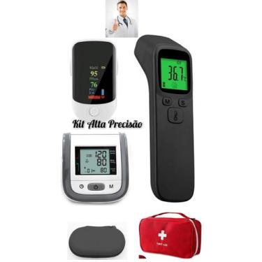 Imagem de Kit 3 em 1 Aparelho de Pressão Arterial Digital +Oxímetro Dedo/Pulso O