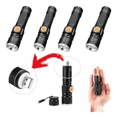 Imagem de Kit Com 4 Lanternas Tatica Militar Longo Alcance Usb Seguran - Mex, Pr