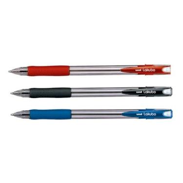Imagem de Kit 3 Caneta Esferográfica Lakubo 0.1mm Azul Preta Vermelha - Uni-ball