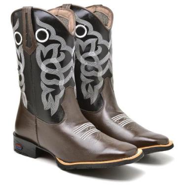 Imagem de Bota Country Texana Masculina Couro Cano Alto Estilo - Fakcini, Marrom