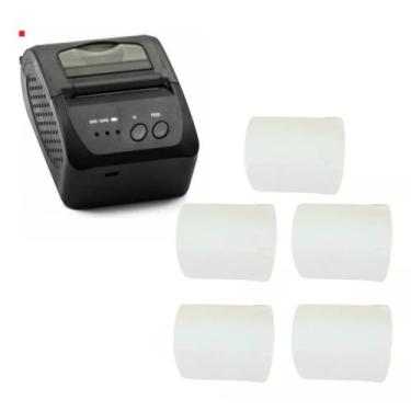 Imagem de Mini Impressora Bluetooth + 5 Rolos Gôndolas 50x30 Brancas - TITANNET