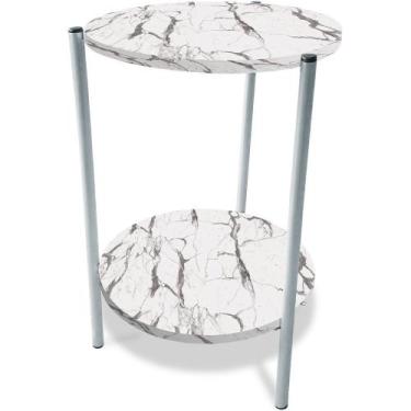 Imagem de Mesa Mesinha De Canto Redonda Decoração Qatar Industrial Branca - Genu