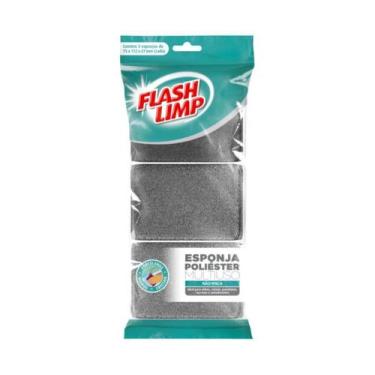 Imagem de Esponja lava louça multiuso cozinha não risca c/3 poliéster - FLASH LI