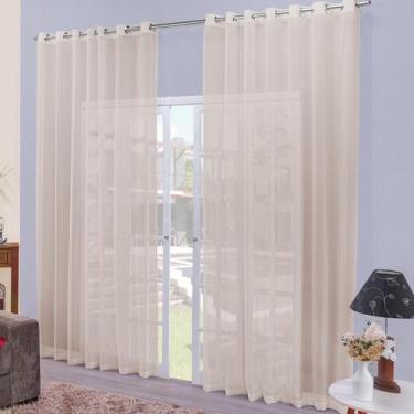 Imagem de Cortina De Voal Quarto Sala 4,00m X 2,80m Com Ilhós Cromado - Rose Jor