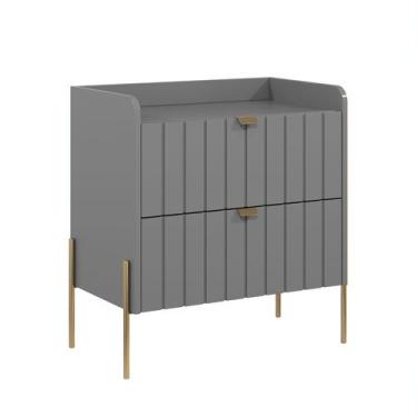 Imagem de mesa de cabeceira cinza moderna moriah 60cm alto padrão - Aprire Móvei