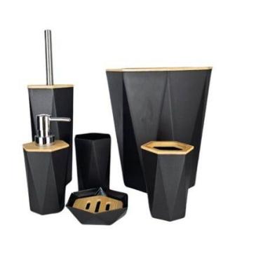 Imagem de Kit Banheiro Lixeiro Saboneteira Dispenser Porta Escova de Dente e San