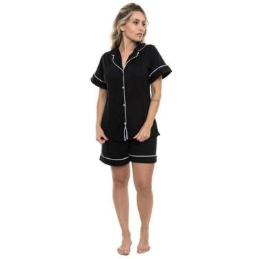 Imagem de Pijama Americano Curto Sepie 600 Preto, P, Preto