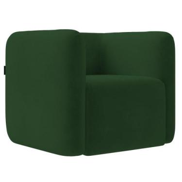 Imagem de Poltrona para Sala de Estar Decorativa Quadrada Maggie K04 Veludo Verd