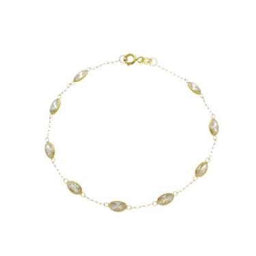 Imagem de Pulseira Feminina Ouro 18k Ponto De Luz Zircônia Oval - DR Joias