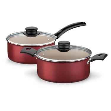 Imagem de Jogo De Panelas Tramontina Turim Vermelho 2 Peças 18 E 20Cm