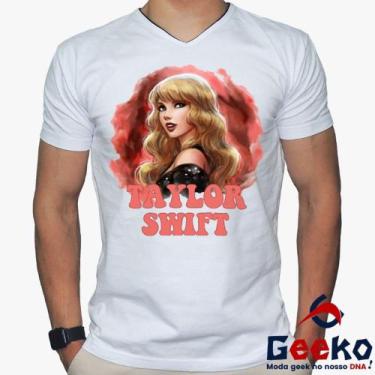 Imagem de Camiseta Taylor Swift 100% Algodão Pop Geeko, Branco gola v, M
