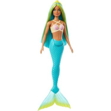 Imagem de Barbie Fantasia Sereia com Cabelo Azul e Amarelo HRR03 - Mattel (40586
