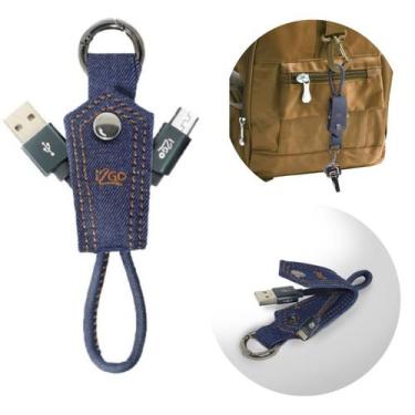 Imagem de Cabo Micro Usb I2go Jeans Tipo Chaveiro
