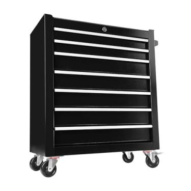 Imagem de PULLAFUN Baú de ferramentas de rolamento com caixa de ferramentas de 7 gavetas, carrinho de ferramentas multifuncional sobre rodas, armários organizadores de armazenamento de ferramentas com trava de