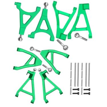 Imagem de hopsupRC Front Rear Upper Lower Suspension A-Arms Upgrades Part for 1/16 Mini Slash,Aluminum Upper Lower Arms (Left & Right) Hops Ups for 1/16 Mini Slash（70054-1,Green