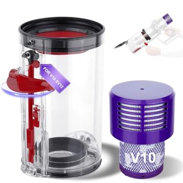 Imagem de PUREGUST Substituição e filtro de compartimento V10 para modelos animais e absolutos Dyson V10(SV12), peça do compartimento nº 969509-01 e peça de filtro nº 969082-01 para Absoluto/Animal/Animal