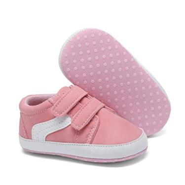Imagem de SABATUTU Tênis de lona para bebês meninos e meninas, antiderrapante, sola macia, recém-nascido, leve, para bebês de 0 a 18 meses, 0122/rosa, 0-6 Meses