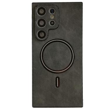 Imagem de Capa capinha protetora em tecido e silicone compatível com a tecnologia de carregamento por aproximação sem fio Para o Samsung Galaxy S24 Ultra Tela 6.8 - Cor: Preto