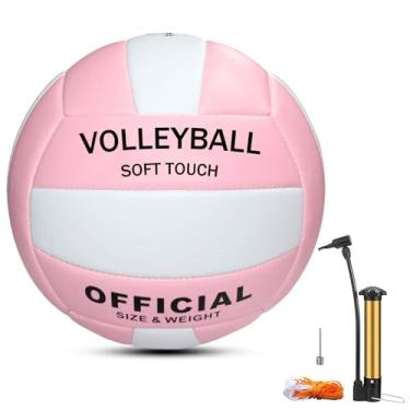 Imagem de Magicorange Voleibol, 1 pacote oficial tamanho 5 bolas de vôlei recreativas de toque suave - bolas de vôlei de couro PU para uso interno e externo para praia, jogos, academia, treinamento - Inclui