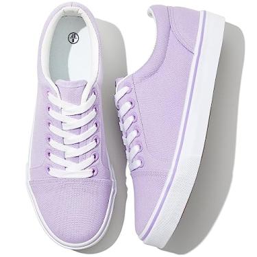 Imagem de Sapatos de lona para mulheres, tênis de lona branco feminino, casual, cano baixo, preto, confortável, tênis, Roxa, 40