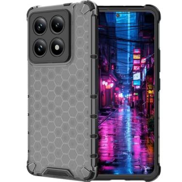 Imagem de Ephoou Capa transparente para Xiaomi 14 T Pro, não amarela, antiarranhões, fina, colmeia à prova de choque, capa de proteção para Xiaomi 14T Pro, preto transparente