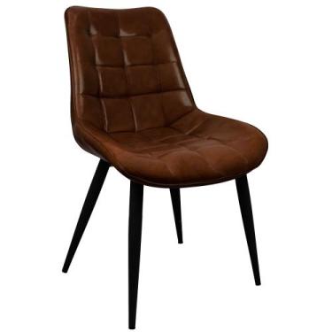 Imagem de Cadeira Romana Provence Poltrona Estofada Pu Vintage Retro Pés Preto -