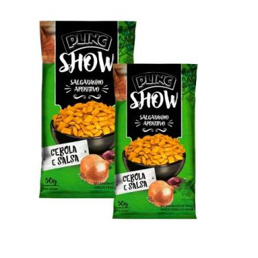 Imagem de Kit 2 Salgadinho Aperitivo Plinc Show Sabor Cebola e Salsa 50g