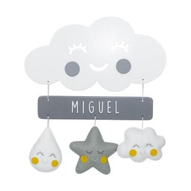 Imagem de Porta Maternidade Nuvem Chuva de Amor Cinza Quarto Bebê Infantil Uniss