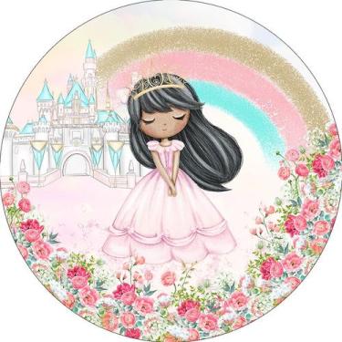Imagem de Painel De Festa Redondo 1,50x1,50 - Jardim Rosa Princesa 053 - Via Cor